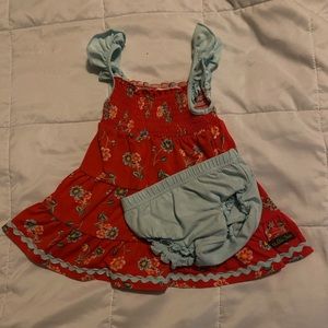 MJ sweet little sun dress, red and baby blue great condition 6-12mths